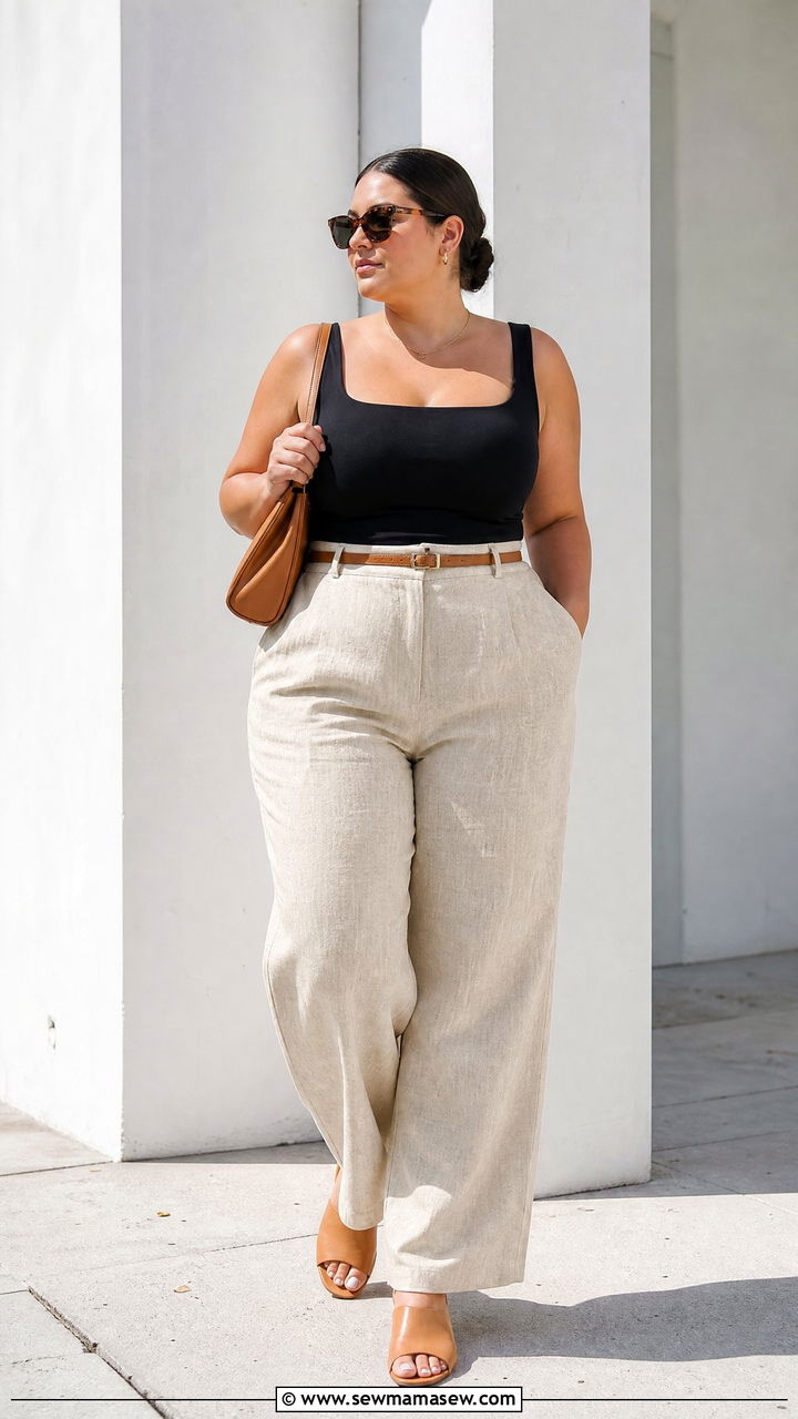 Plus Size Trousers And Tank Top Outfit - 20 how to style plus size outfits