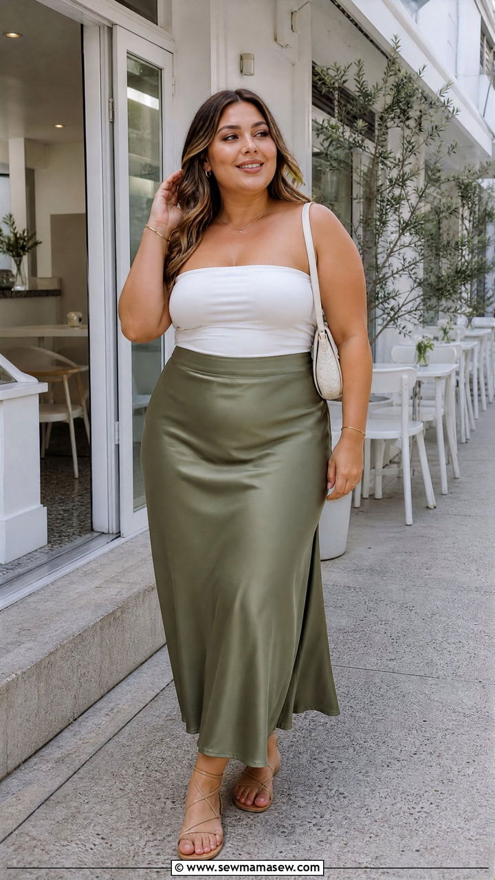 Plus Size Tube Top With Midi Skirt - 20 plus size tube top outfit ideas