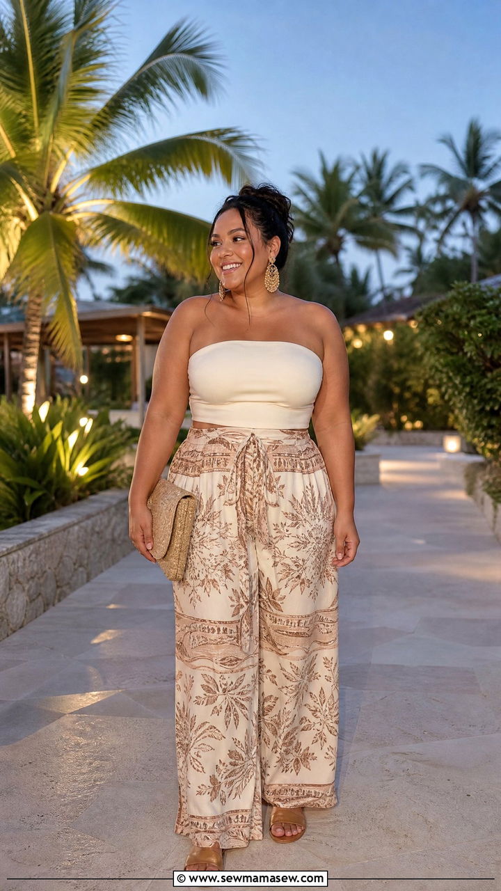 Plus Size Tube Top With Palazzo Pants - 20 plus size summer tube top outfit ideas