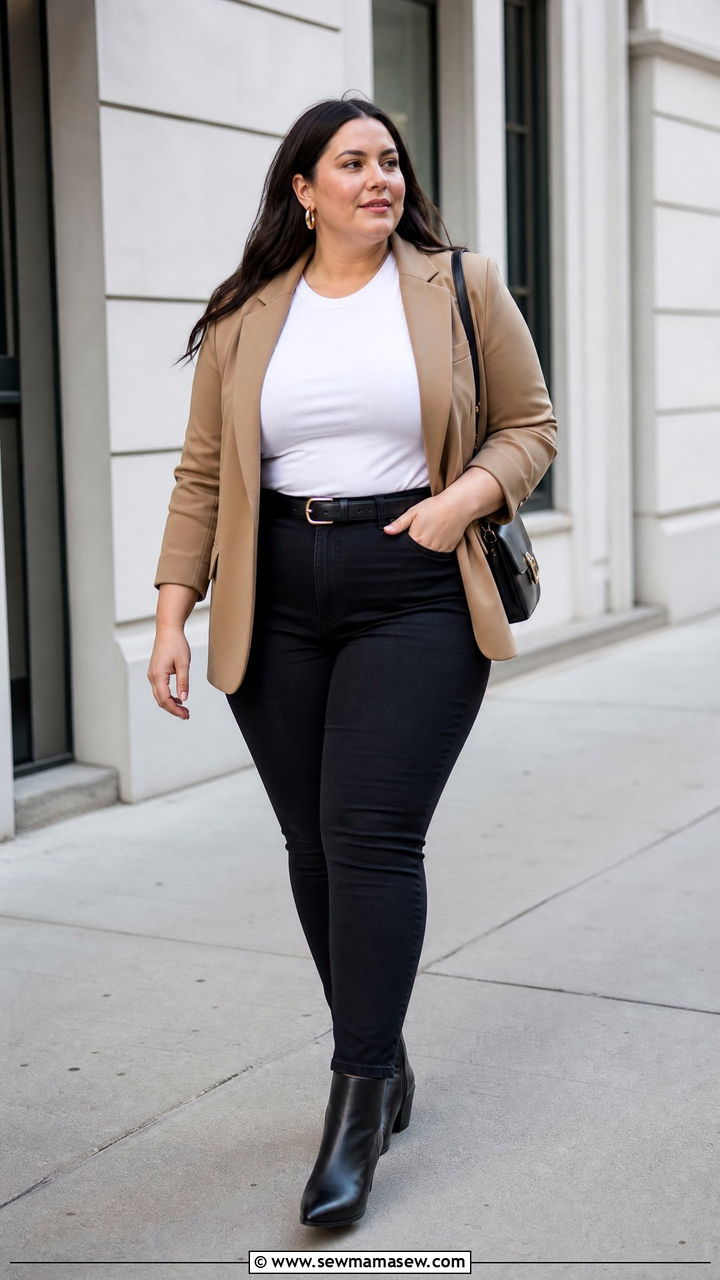 Plus Size Tucked In T Shirt With Black Jeans - 20 plus size tucked in t shirt outfit ideas