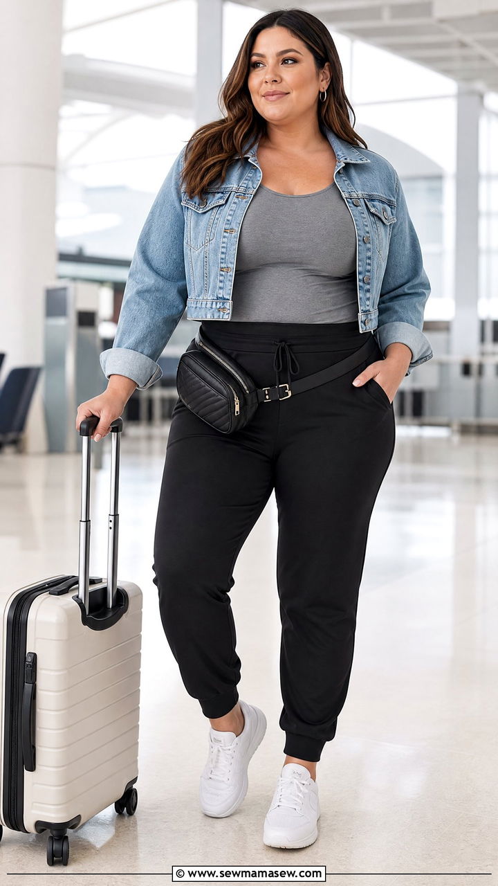 Plus Size Tummy Control Top With Joggers - 20 plus size tummy control top outfit ideas