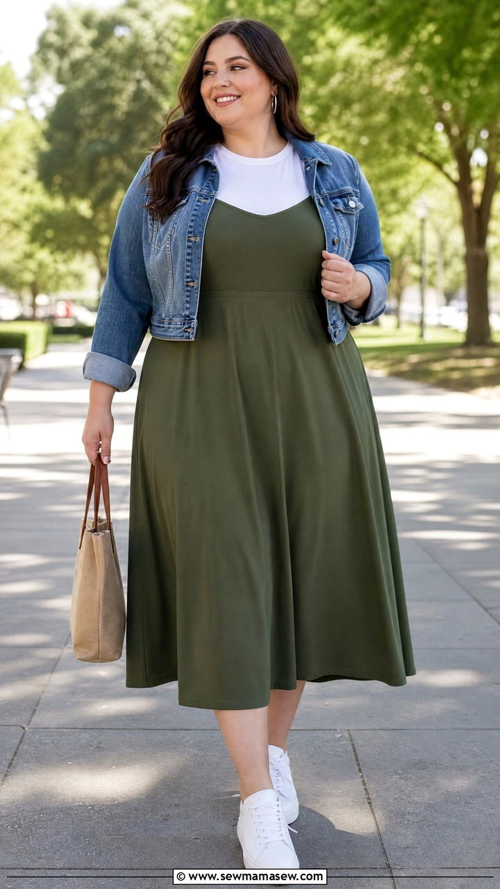 Plus Size Tummy Control Top With Midi Dress Layer - 20 plus size tummy control top outfit ideas