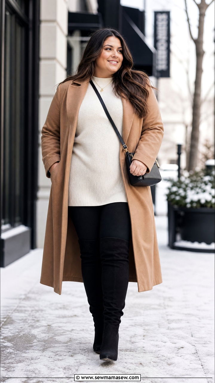 Plus Size Tunic Sweater With Over The Knee Boots - 20 plus size outfit ideas with boots