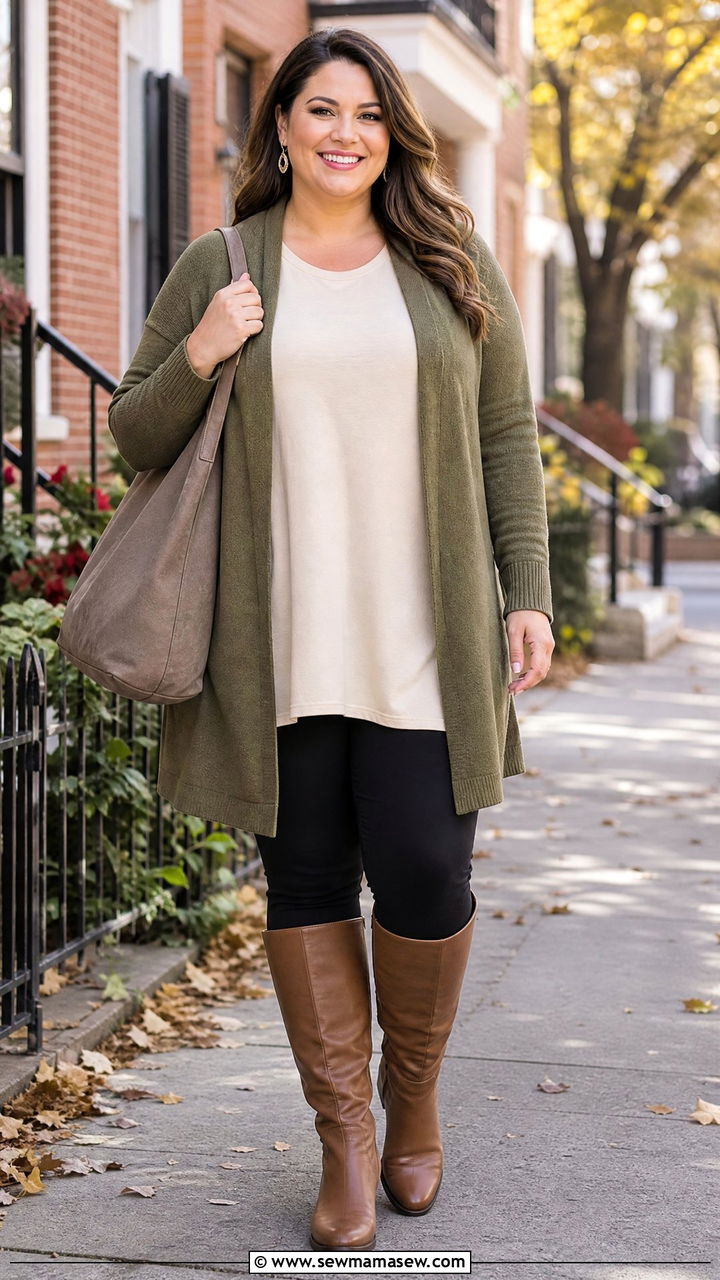 Plus Size Tunic Top With Cardigan - 20 plus size tunic top outfit ideas