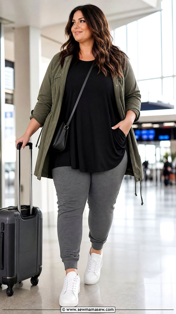 Plus Size Tunic Top With Joggers - 20 plus size tunic top outfit ideas