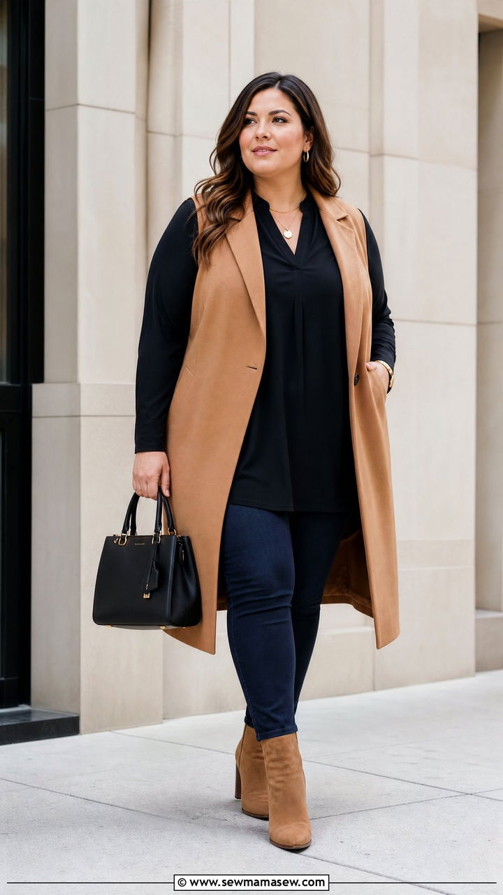 Plus Size Tunic Top With Long Vest - 20 plus size tunic top outfit ideas