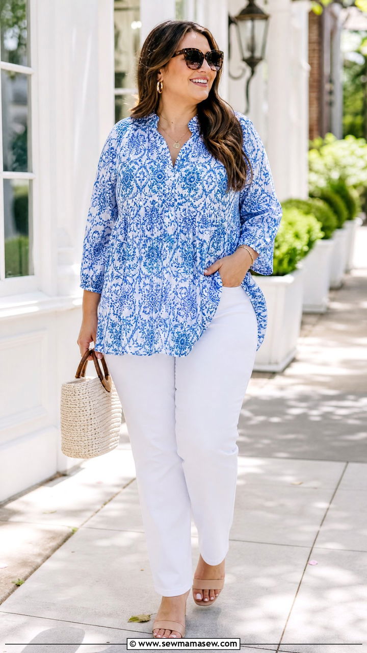 Plus Size Tunic Top With White Jeans - 20 plus size tunic top outfit ideas