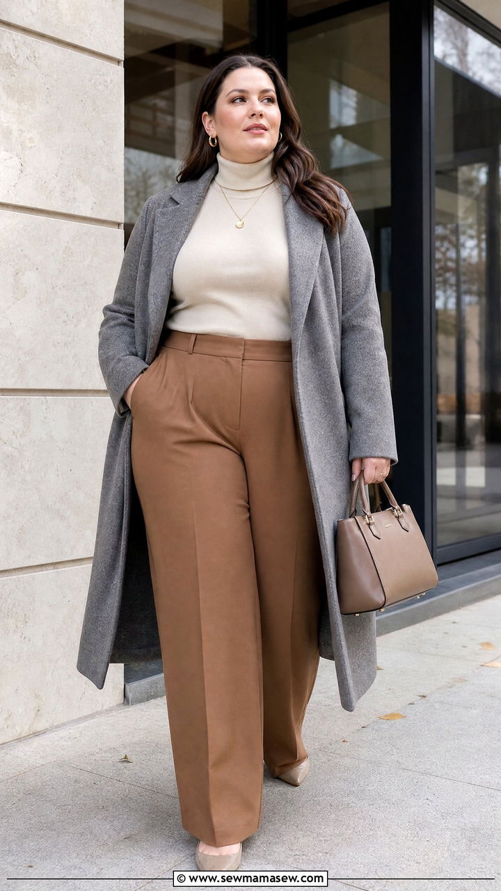 Plus Size Turtleneck And Trousers Outfit - 20 plus size fall outfit ideas 2026