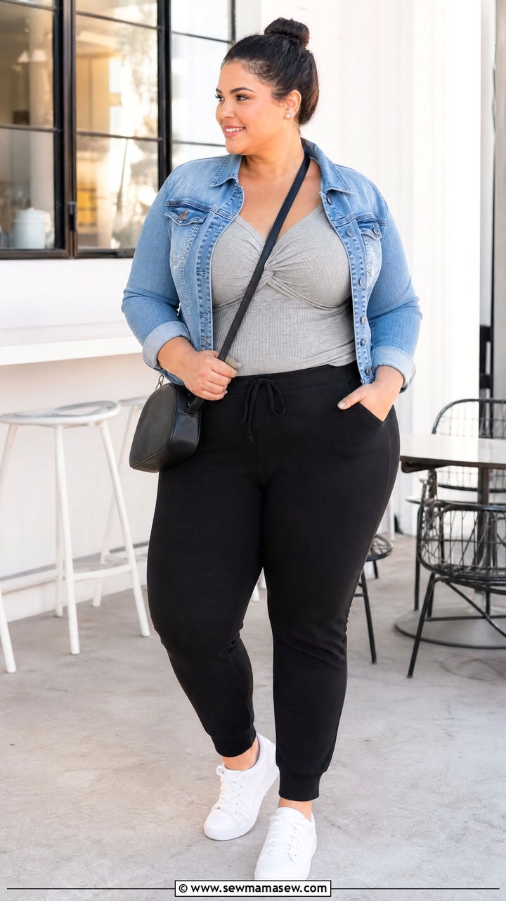 Plus Size Twist Front Top With Joggers - 20 plus size twist front top outfit ideas