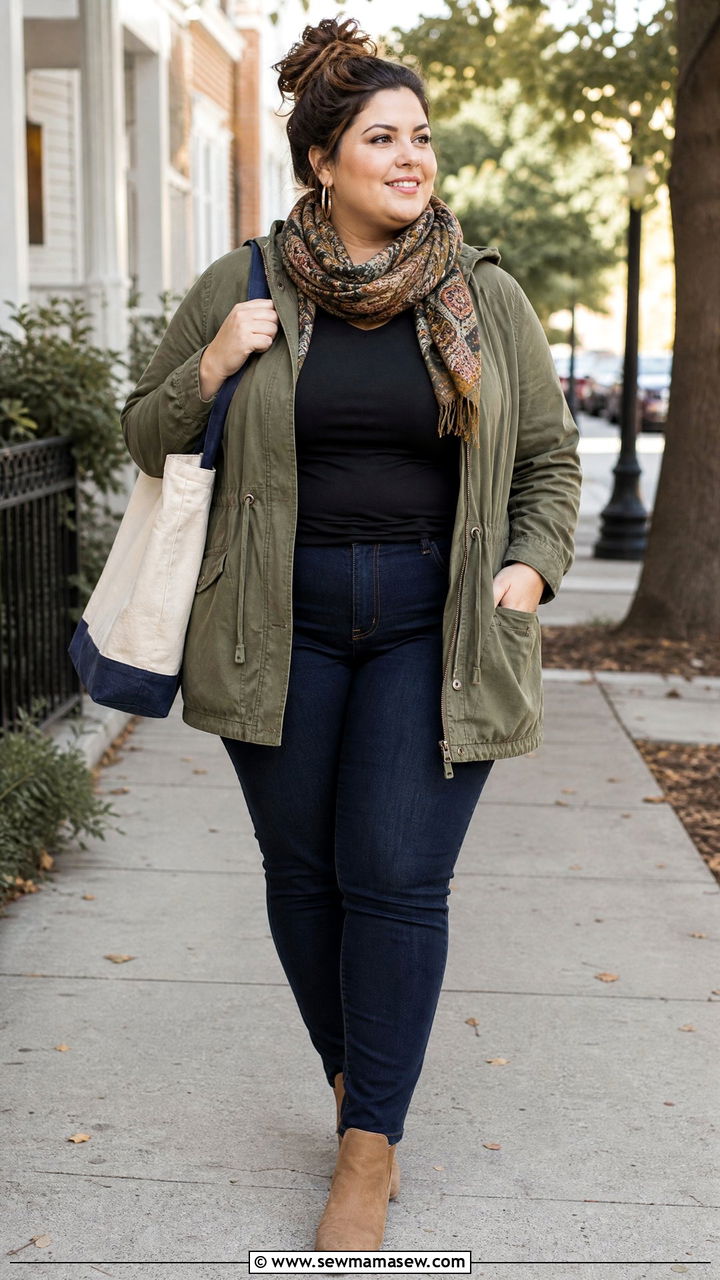 Plus Size Utility Jacket Outfit - 20 plus size fall outfits