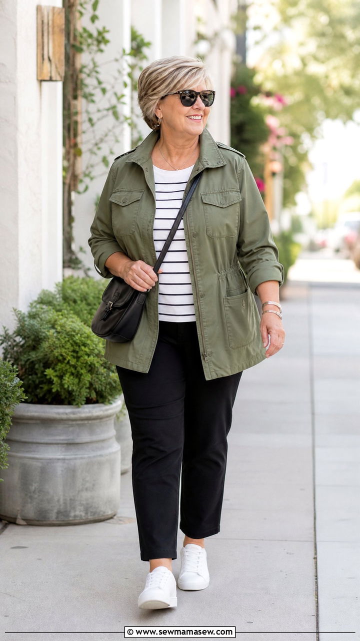 Plus Size Utility Jacket Outfit - 20 plus size outfits for older women