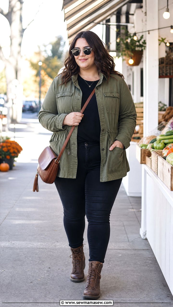 Plus Size Utility Jacket Outfit - 20 plus size fall outfit ideas 2026
