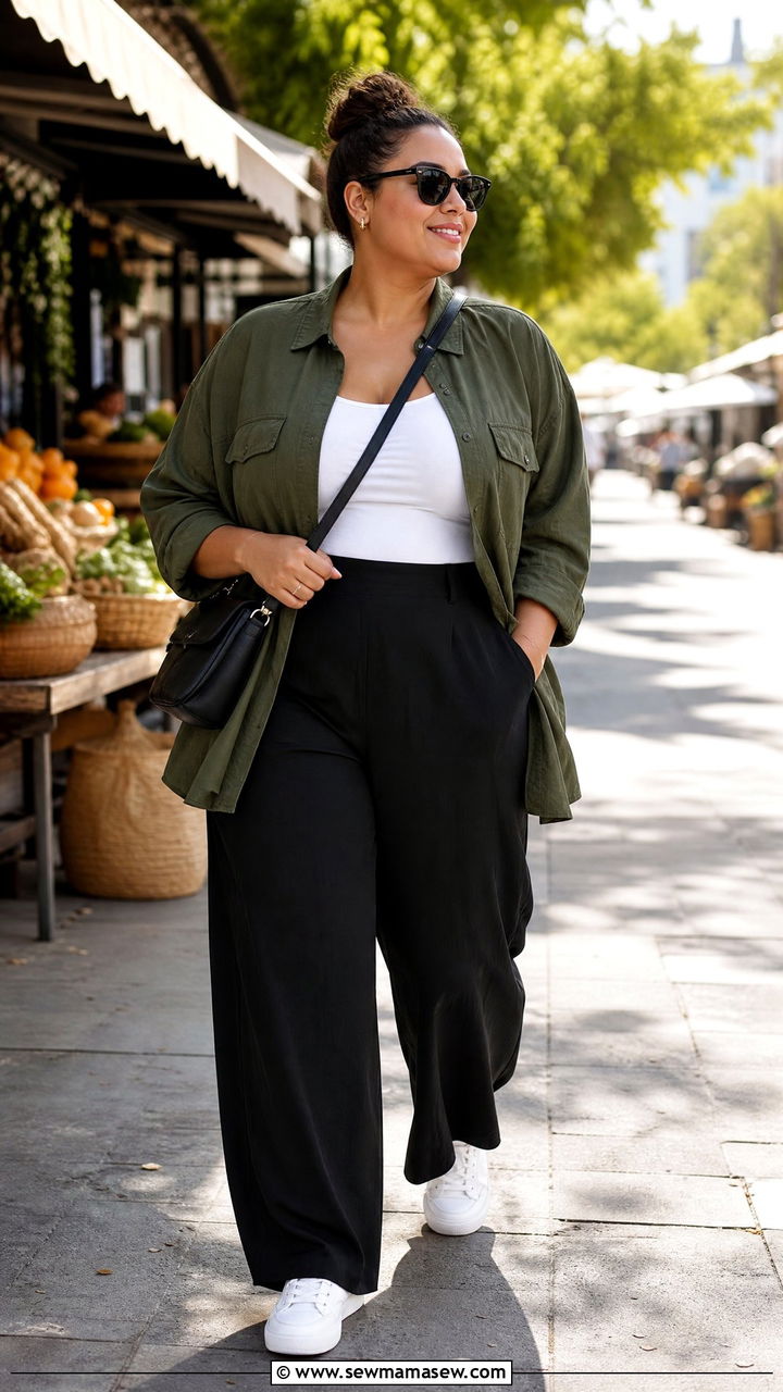 Plus Size Utility Shirt Outfit - 20 plus size trendy tops outfit ideas 2026