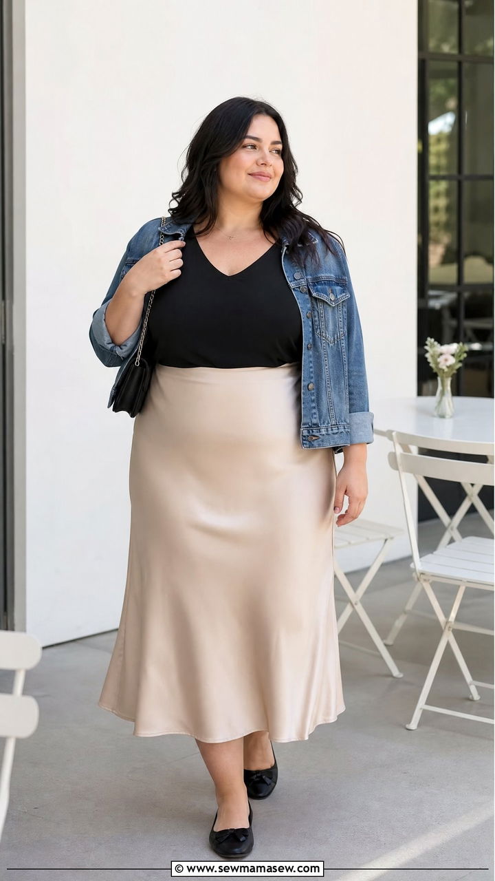Plus Size V Neck T Shirt With Slip Skirt - 20 plus size v neck t shirt outfit ideas