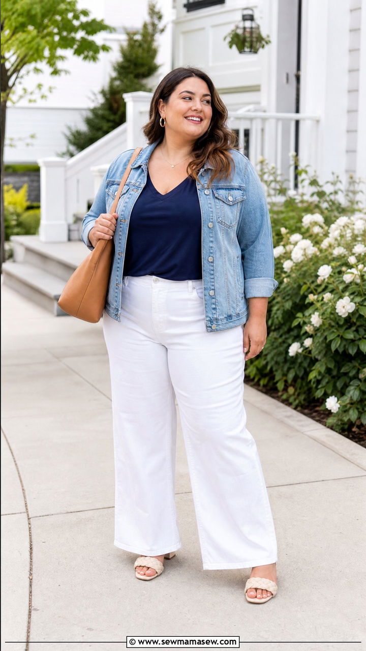 Plus Size V Neck T Shirt With White Jeans - 20 plus size v neck t shirt outfit ideas