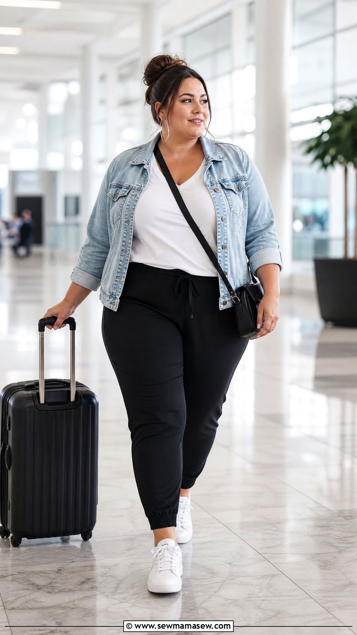 Plus Size V Neck Top With Joggers - 20 plus size v neck top outfit ideas