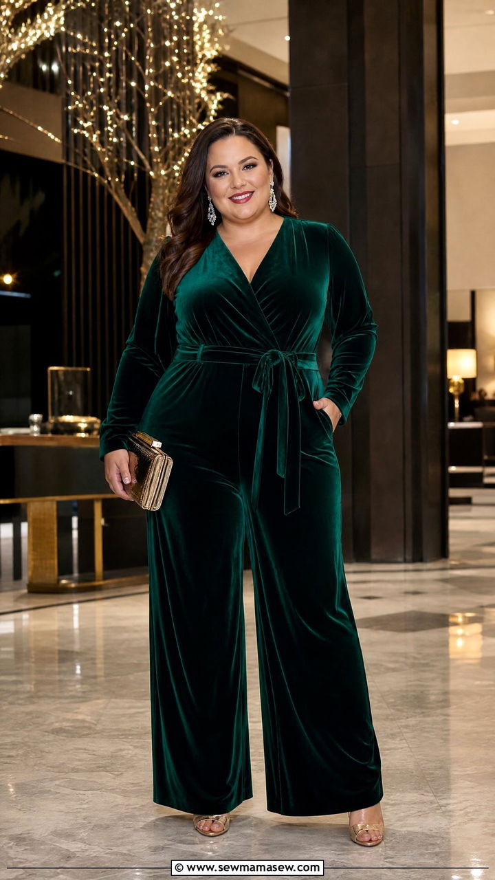Plus Size Velvet Jumpsuit Outfit - 20 plus size new years eve outfit ideas