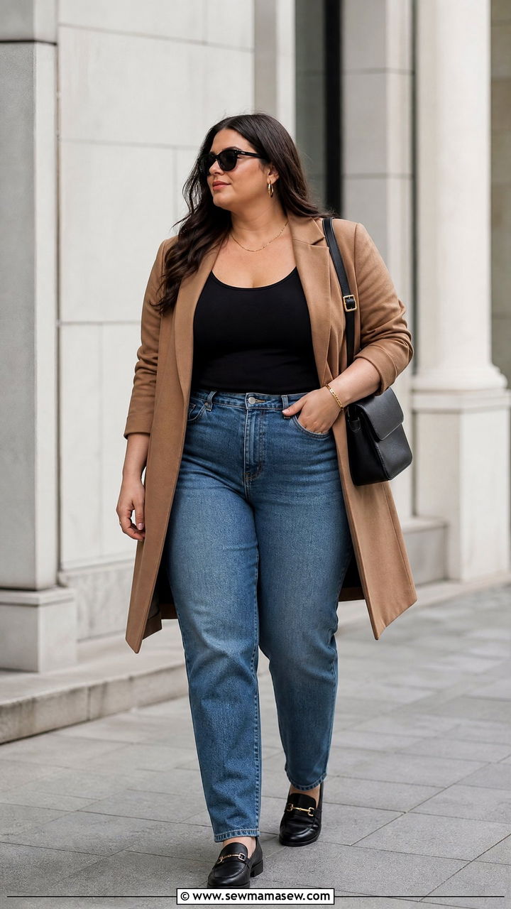 Plus Size Vest Top With Blazer And Jeans - 20 plus size vest top outfit ideas