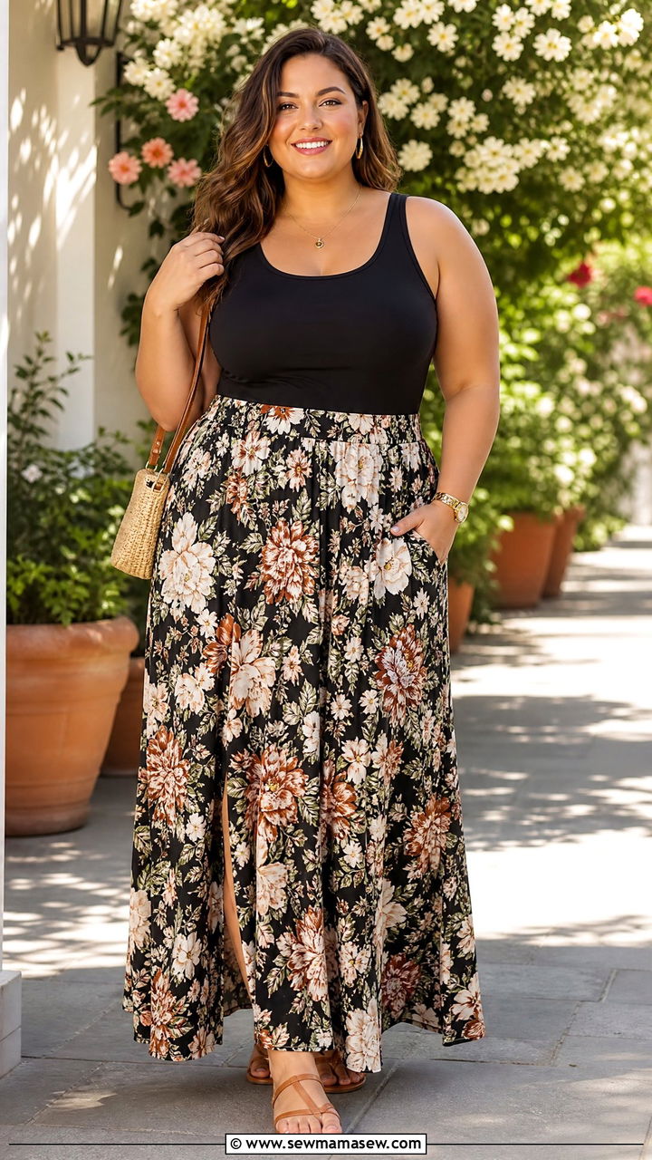 Plus Size Vest Top With Maxi Skirt - 20 plus size vest top outfit ideas