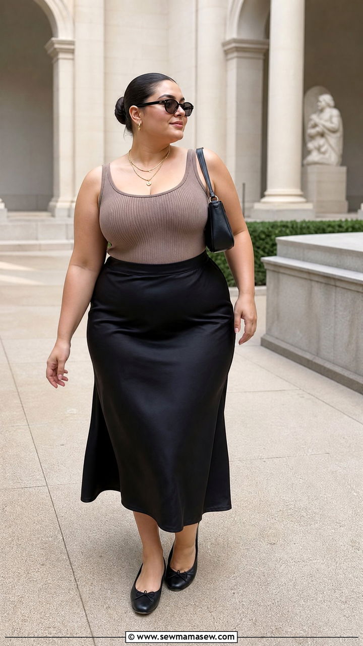 Plus Size Vest Top With Midi Skirt - 20 plus size vest top outfit ideas