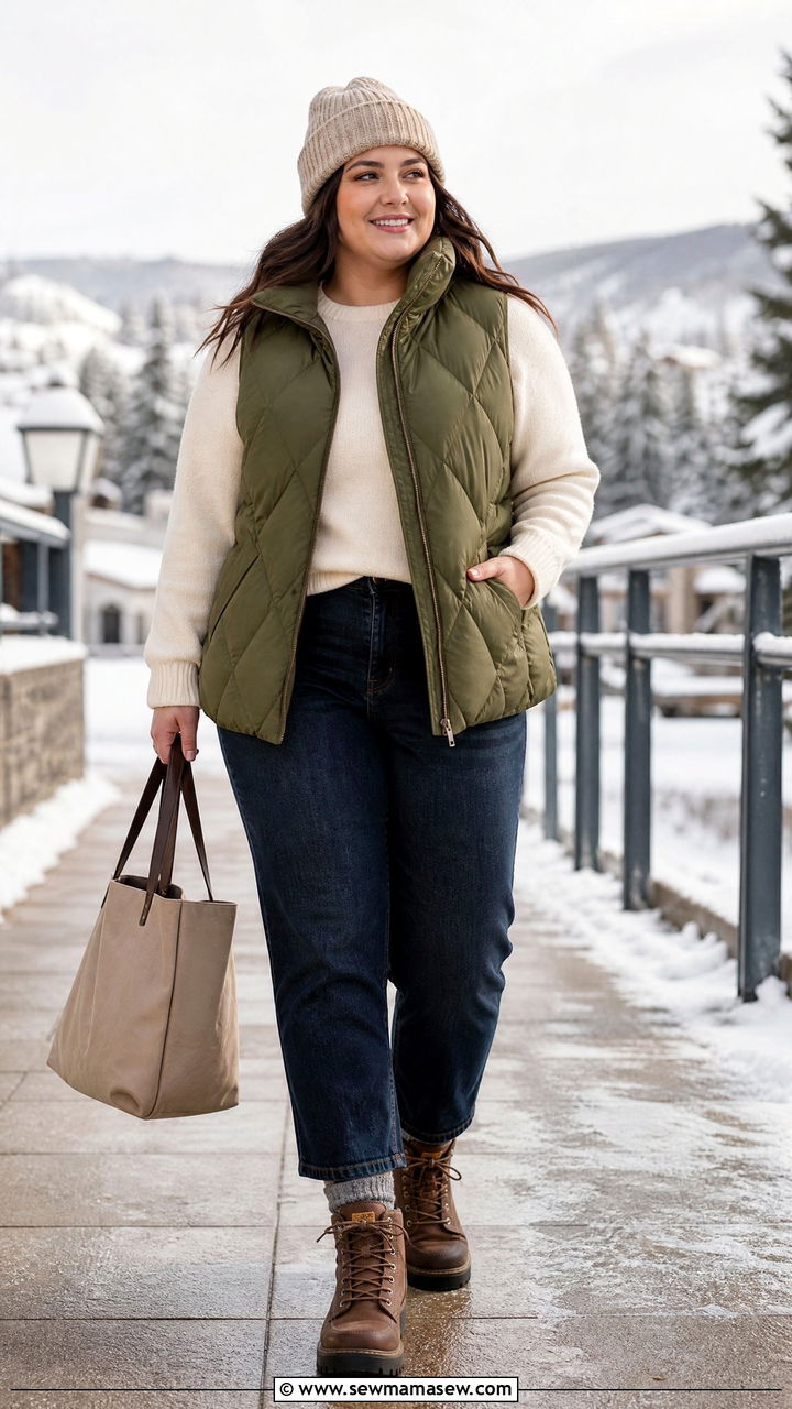 Plus Size Vest Winter Outfit - 20 plus size layered winter outfits