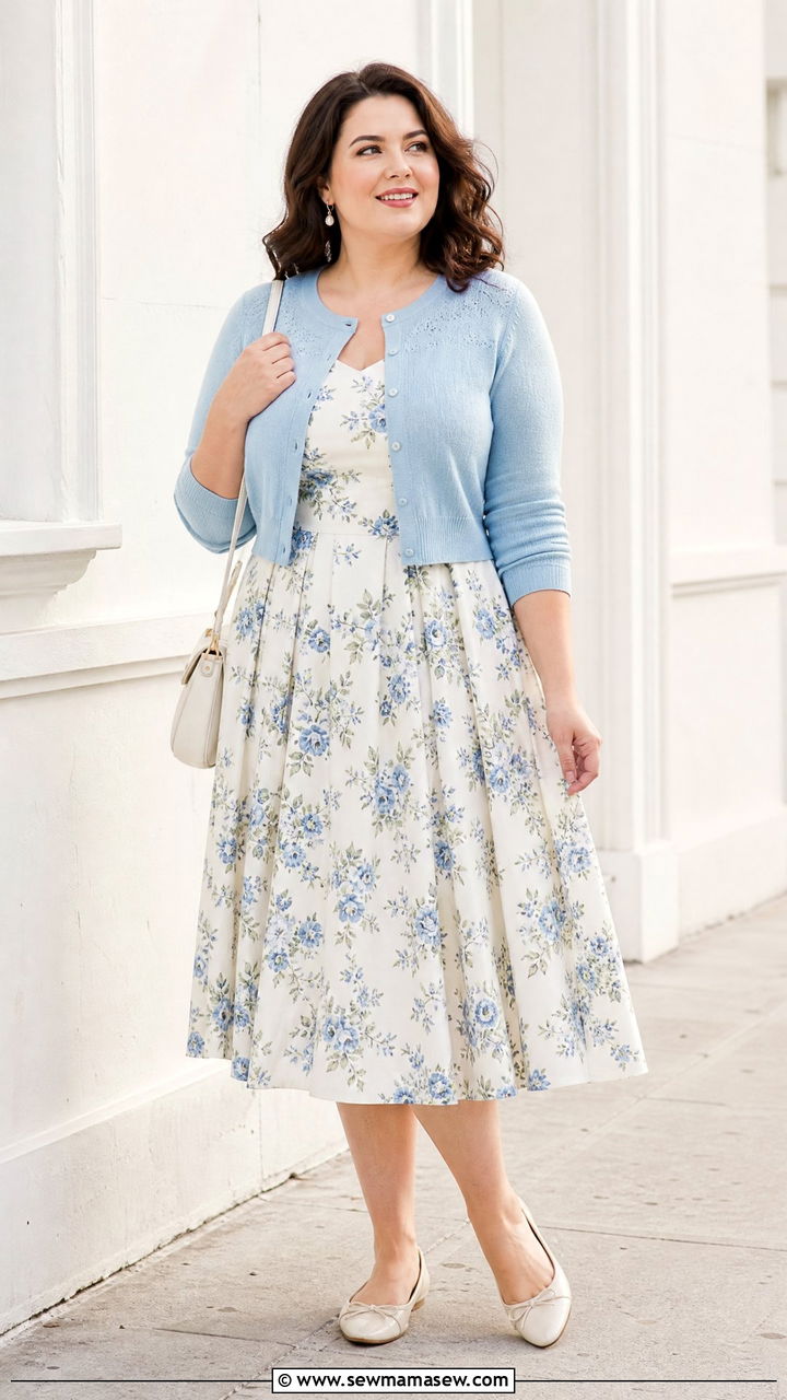 Plus Size Vintage Cardigan And Dress Outfit - 20 plus size vintage outfit ideas