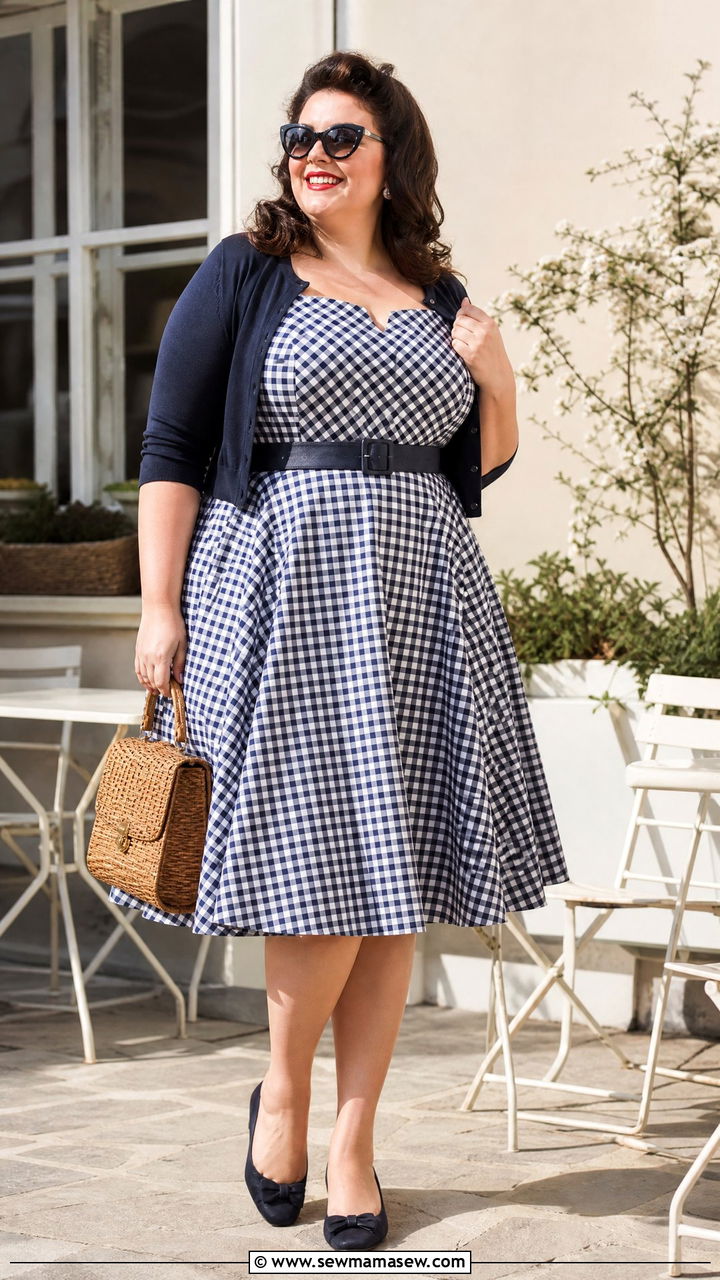 Plus Size Vintage Gingham Outfit - 20 plus size vintage outfit ideas