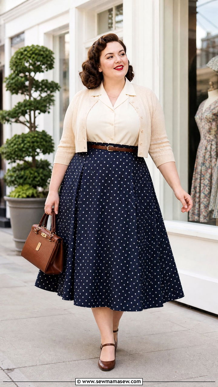 Plus Size Vintage Midi Skirt Outfit - 20 plus size vintage outfit ideas