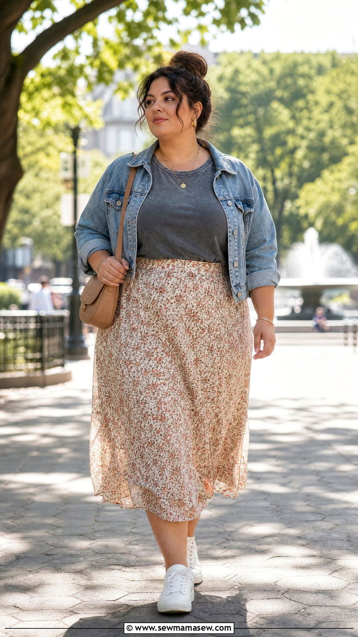 Plus Size Vintage Tee With Midi Skirt - 20 plus size vintage tee outfit ideas