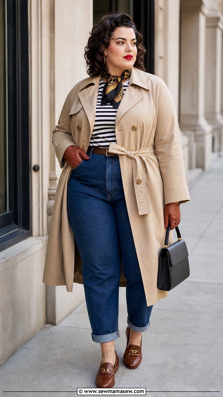 Plus Size Vintage Trench Coat Outfit - 20 plus size vintage outfit ideas