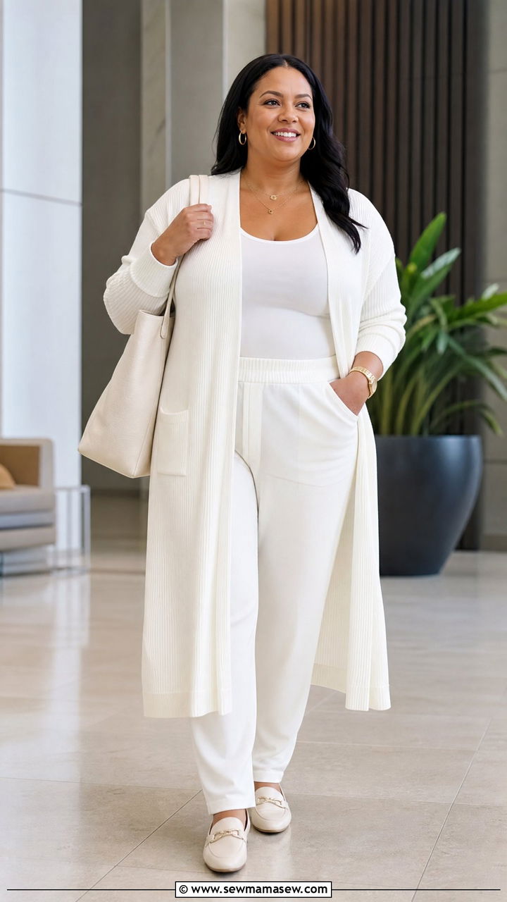 Plus Size White Cardigan Outfit - 20 plus size white outfit ideas
