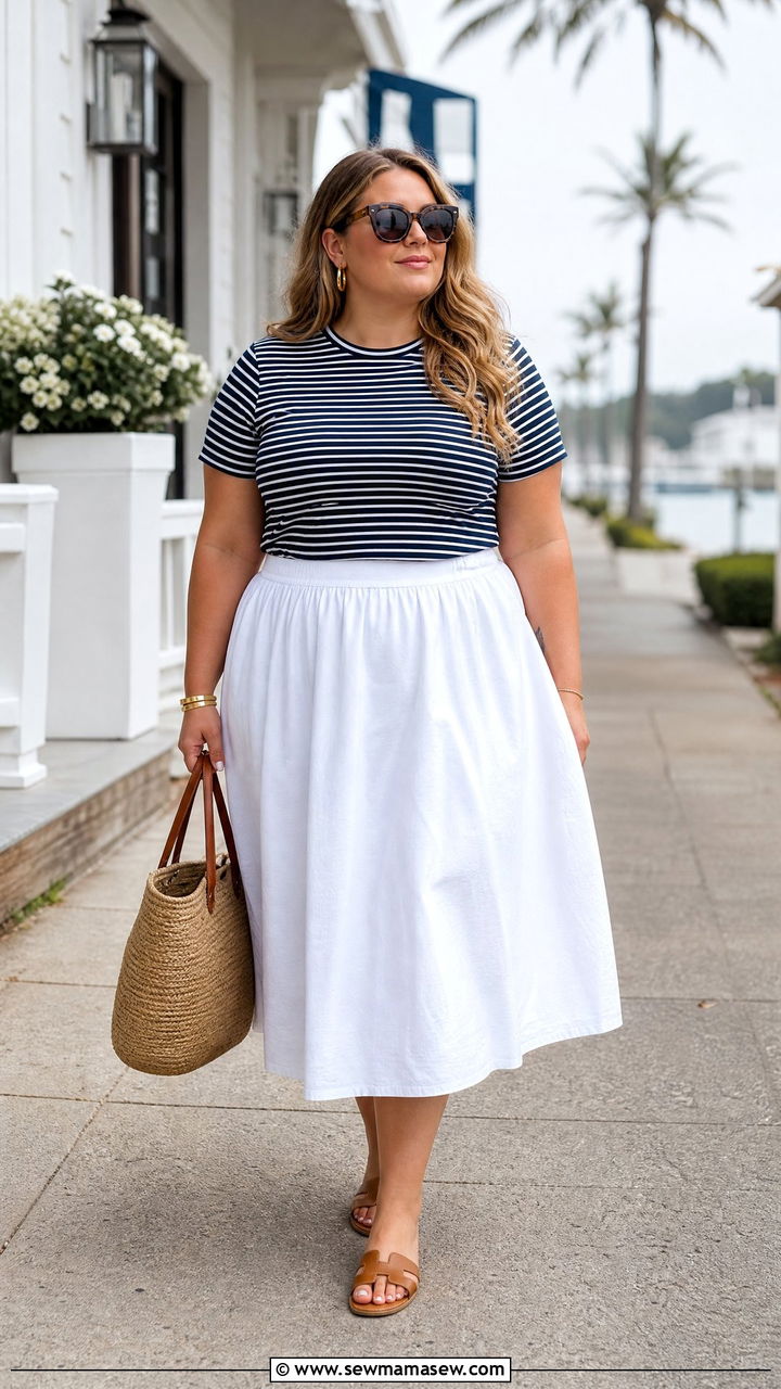 Plus Size White Midi Skirt Outfit - 20 plus size midi skirt outfit ideas