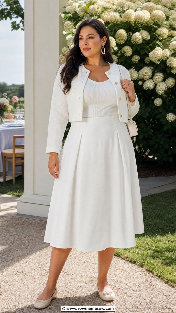 Plus Size White Skirt Outfit - 20 plus size white outfit ideas