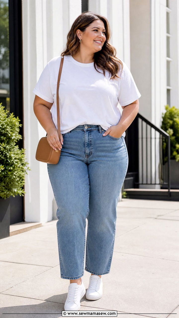 Plus Size White T Shirt Outfit - 20 plus size casual top outfit ideas