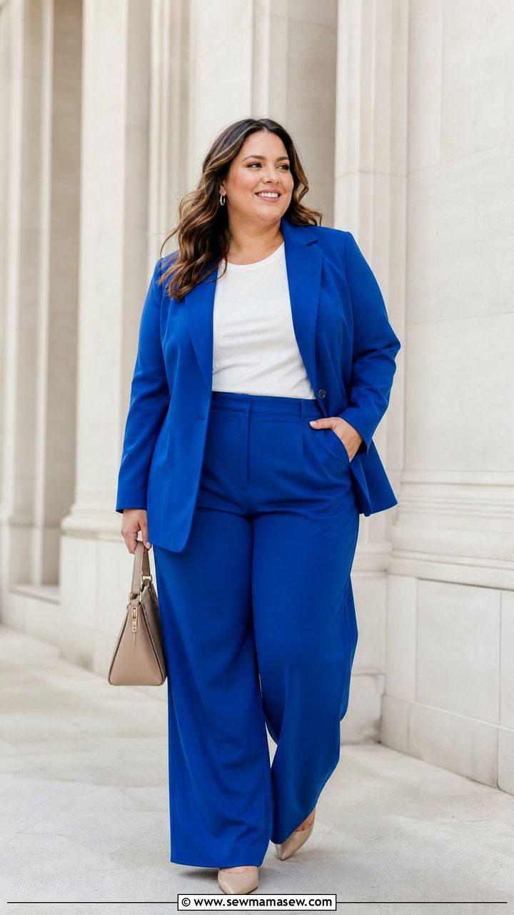 Plus Size White T Shirt With Colorful Suit - 20 plus size white t shirt outfit ideas