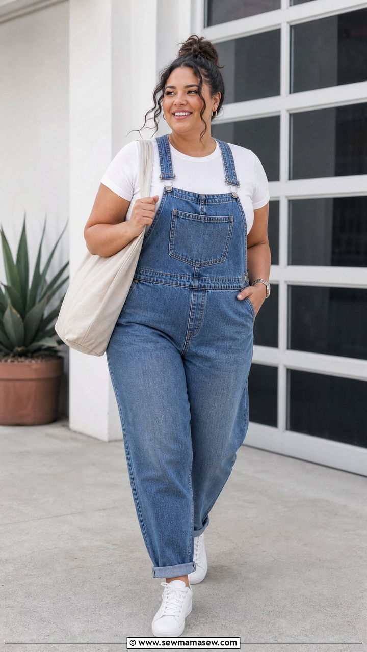 Plus Size White T Shirt With Overalls - 20 plus size white t shirt outfit ideas