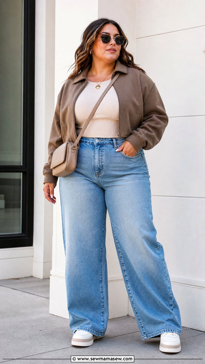 Plus Size Wide Leg Jeans Outfit - 20 plus size outfits to balance proportions
