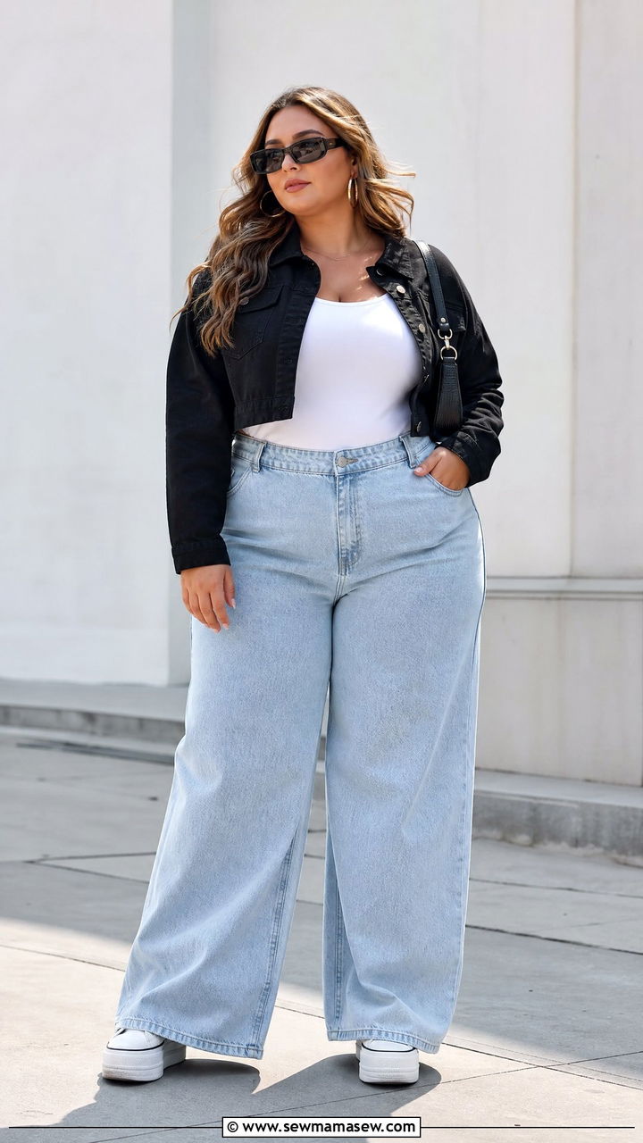 Plus Size Wide Leg Jeans Outfit For Tall Women - 20 plus size outfits for tall women