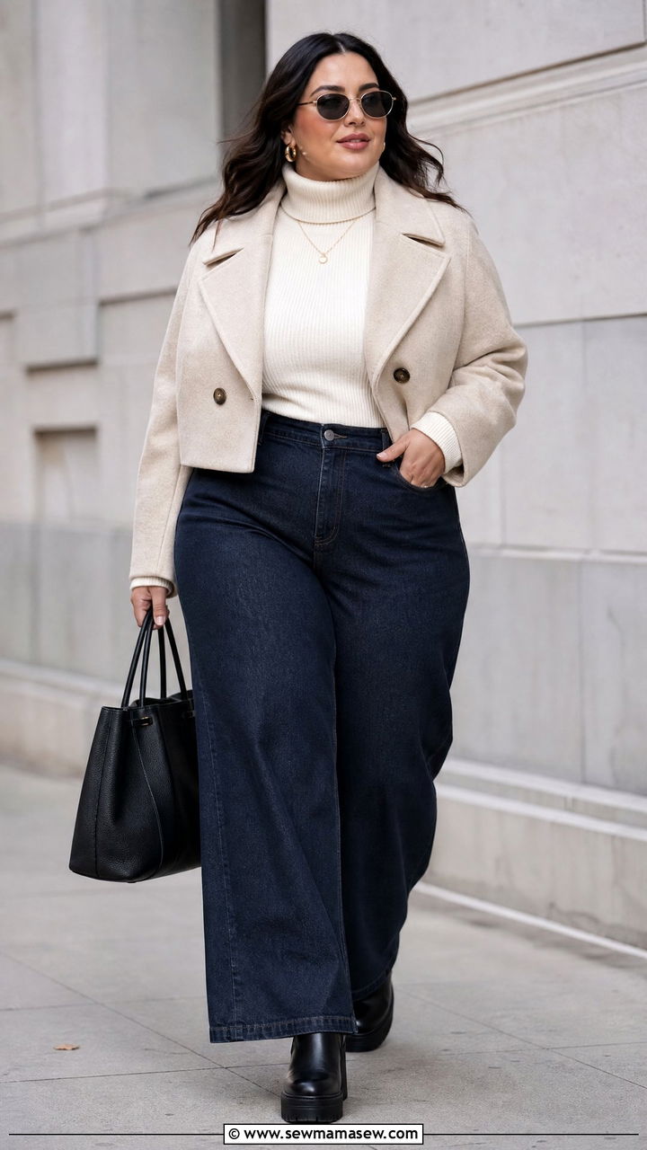 Plus Size Wide Leg Jeans Outfit - 20 plus size cold weather outfit ideas