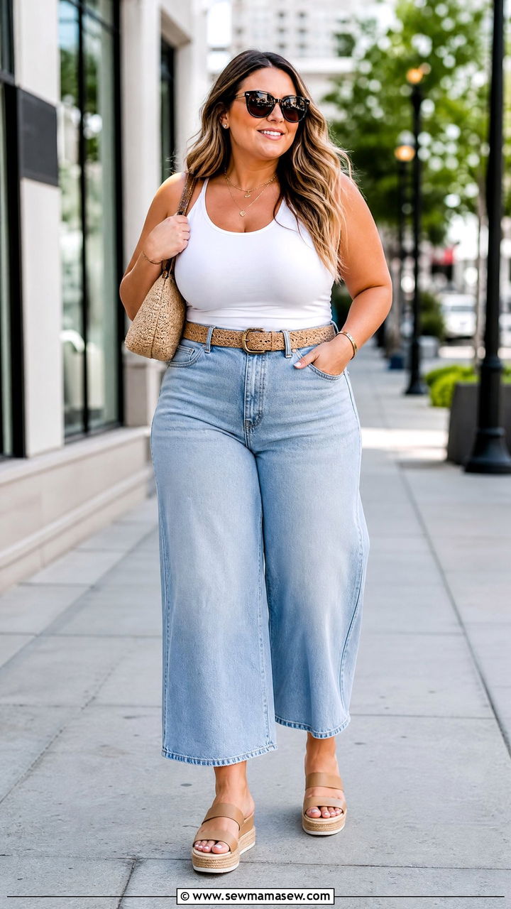 Plus Size Wide Leg Jeans Summer Outfit - 20 plus size summer outfit ideas aesthetic