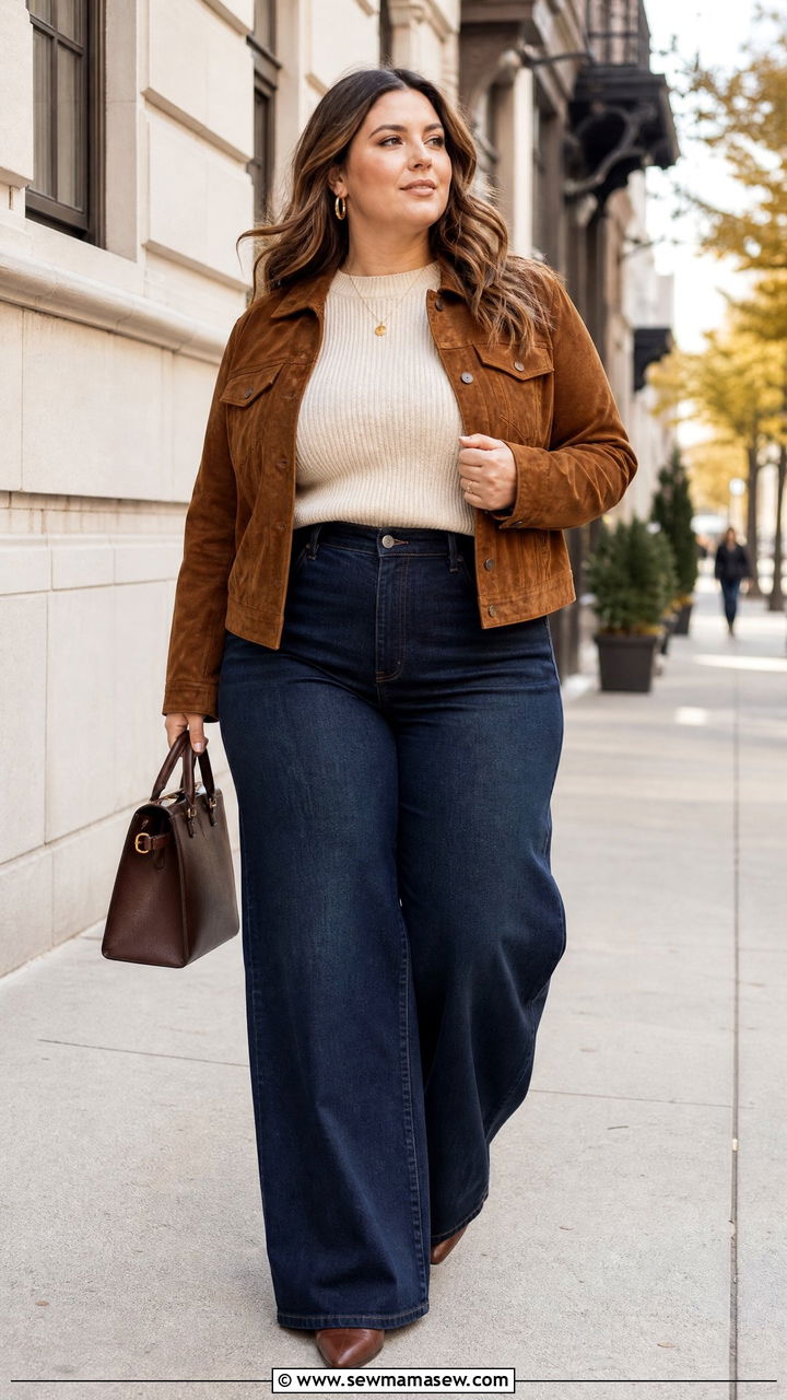 Plus Size Wide Leg Jeans With Pointed Boots - 20 plus size outfit ideas with boots