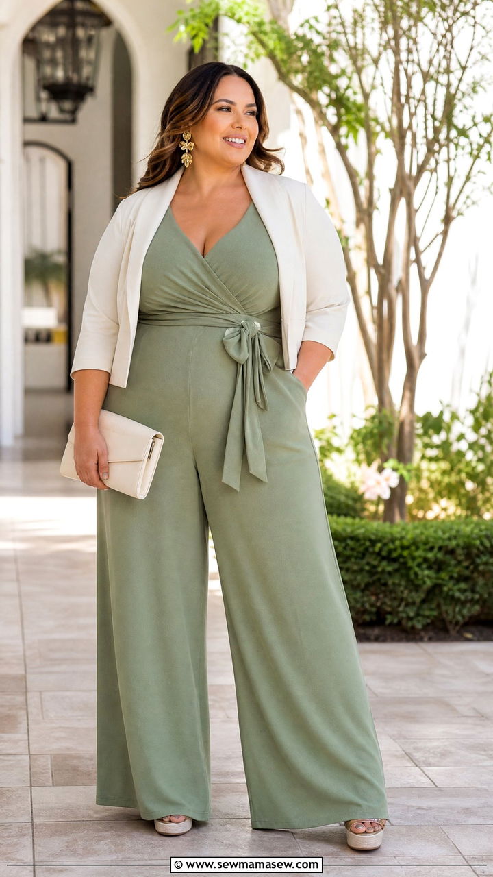 Plus Size Wide Leg Jumpsuit Outfit - 20 plus size easter outfit ideas