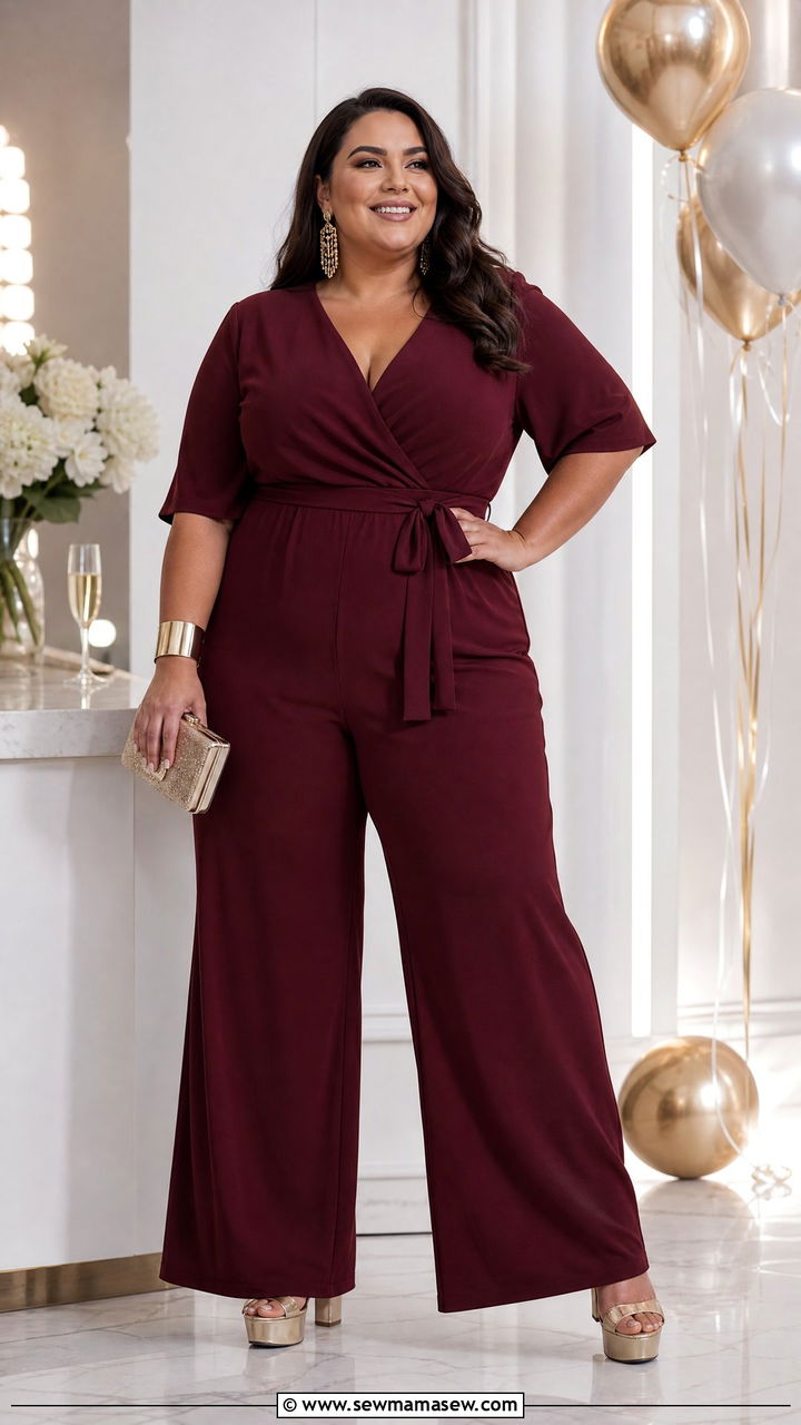 Plus Size Wide Leg Jumpsuit Party Outfit - 20 plus size party outfit ideas