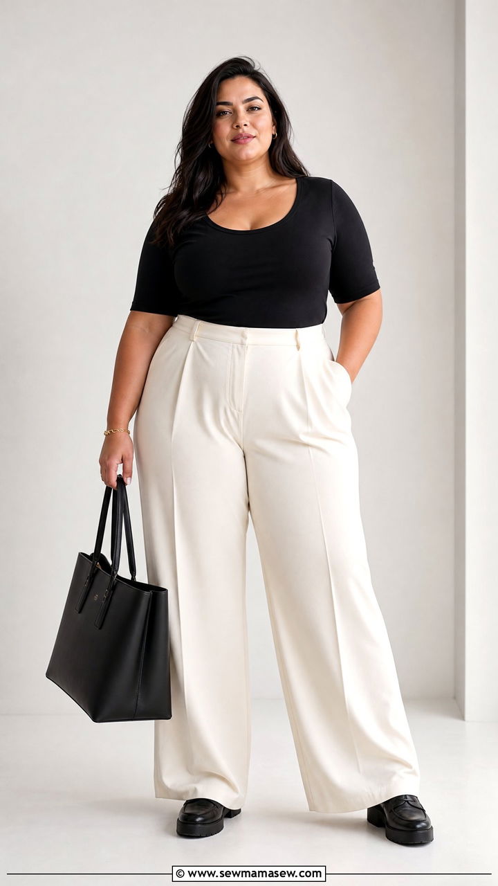 Plus Size Wide Leg Pants Outfit - 20 plus size outfits for inverted triangle shape