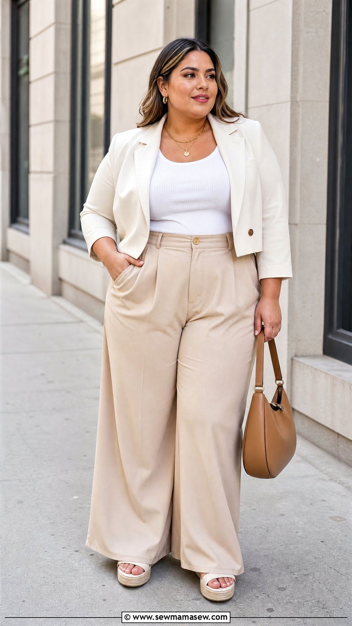 Plus Size Wide Leg Pants Outfit - 20 plus size outfits for short height