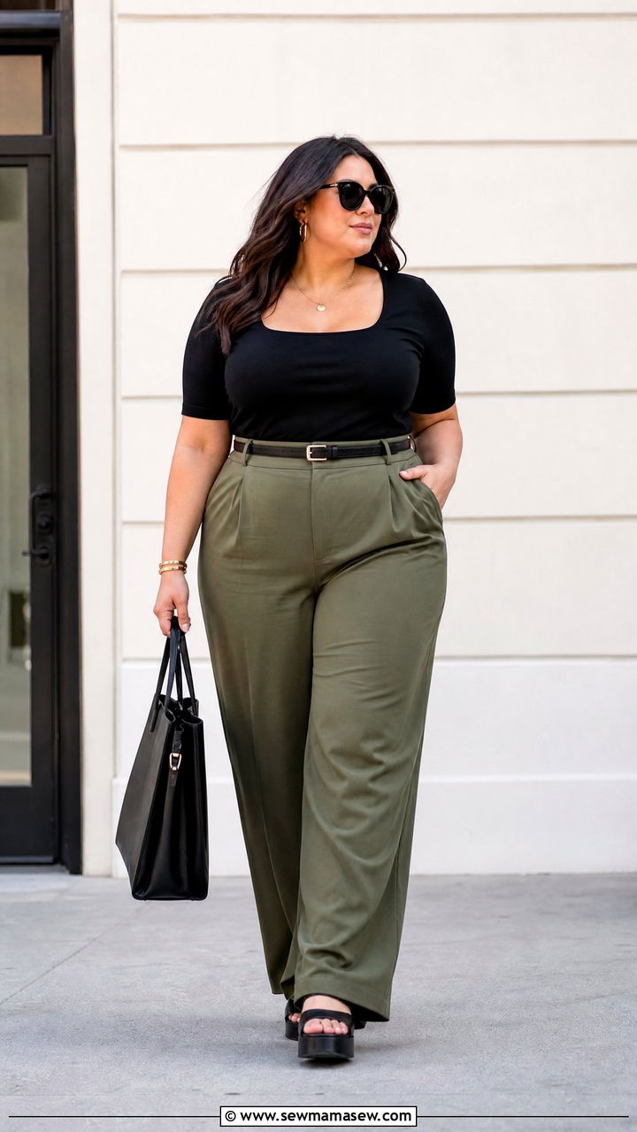 Plus Size Wide Leg Pants Outfit - 20 plus size outfits to accentuate waist
