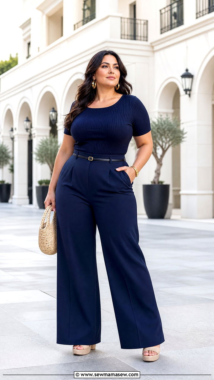 Plus Size Wide Leg Pants Outfit - 20 slimming plus size outfit ideas