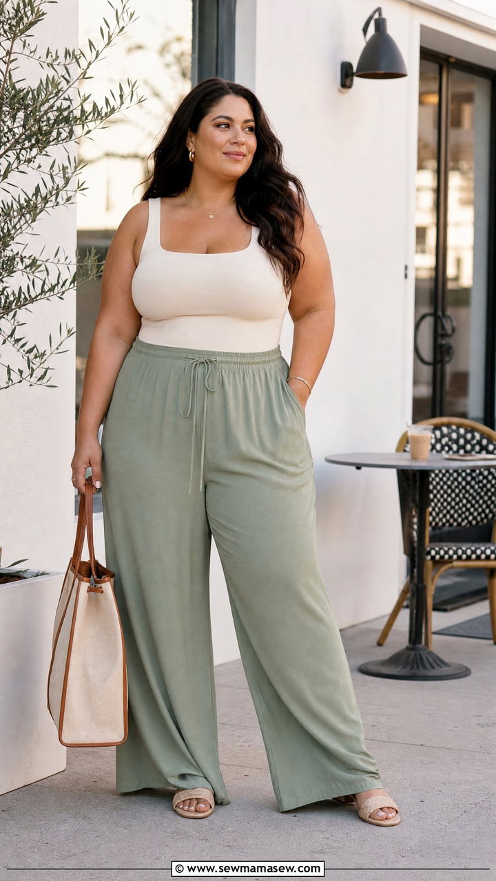 Plus Size Wide Leg Pants Outfit - 20 plus size casual summer outfit ideas