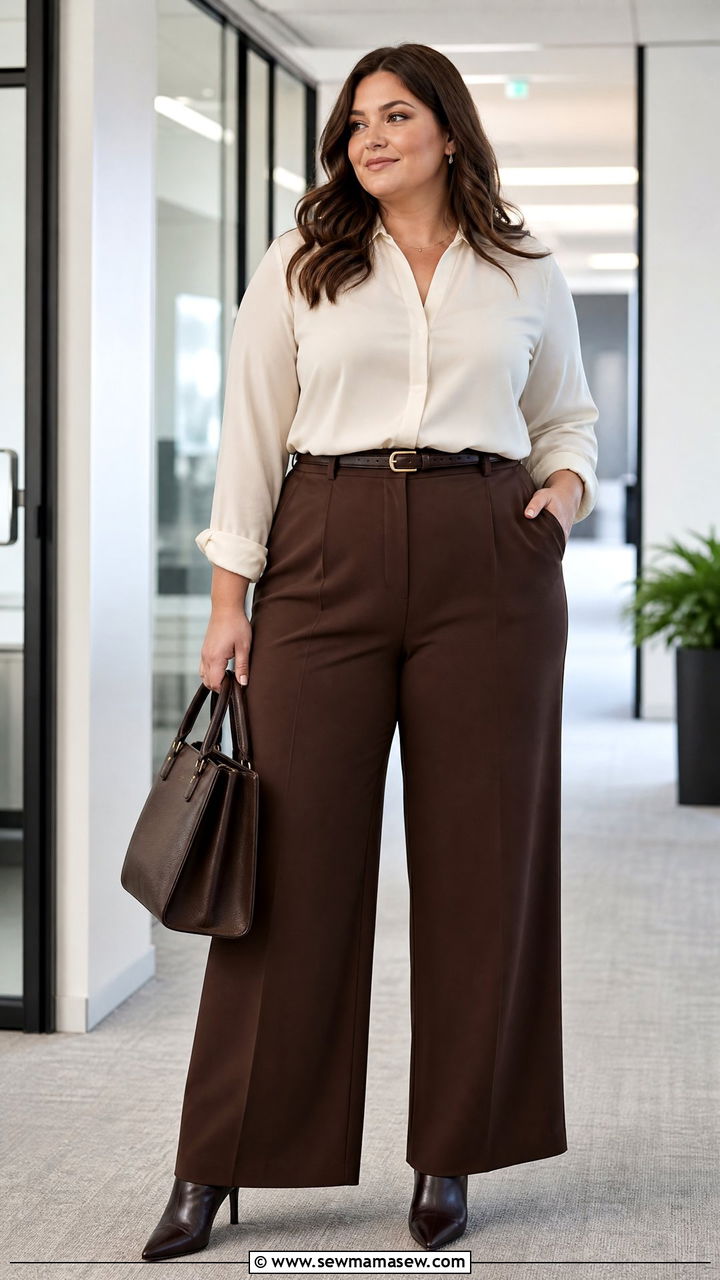 Plus Size Wide Leg Pants Work Outfit - 20 plus size fall outfit ideas for work