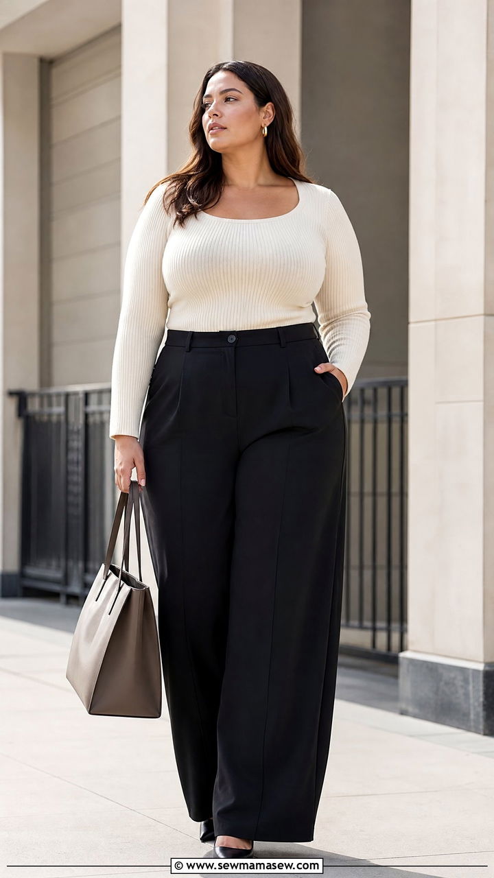 Plus Size Wide Leg Trouser Outfit For Tall Women - 20 plus size outfits for tall women